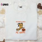 Halloween Makes Me Happy Witch Cat Embroidered Shirt – Cute & Best Halloween Shirt Ideas