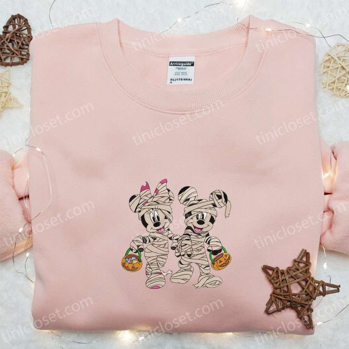 Spooky Halloween Mickey Minnie Mummy Shirt Best Disney Embroidered Gift for Family