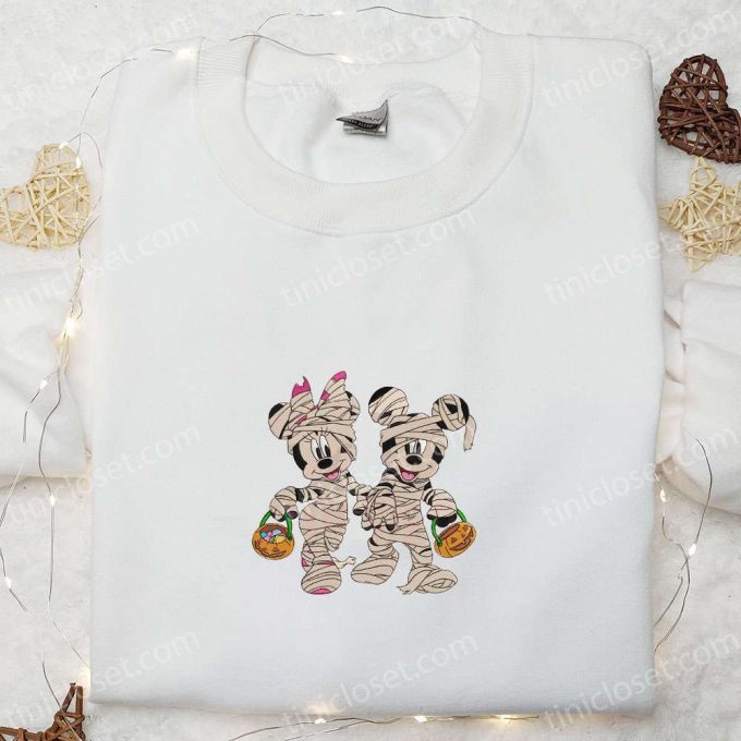 Spooky Halloween Mickey Minnie Mummy Shirt Best Disney Embroidered Gift for Family