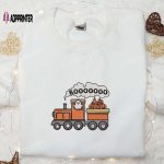 Spooktacular Halloween Pumpkin Train Boo Ghost Embroidered Shirt – Perfect Family Gift