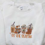 Halloween Fall Latte Embroidered Shirt: Vintage Gift for Family