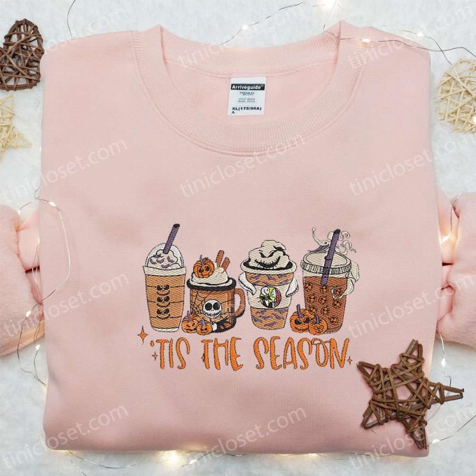 Halloween Fall Latte Embroidered Shirt: Vintage Gift for Family