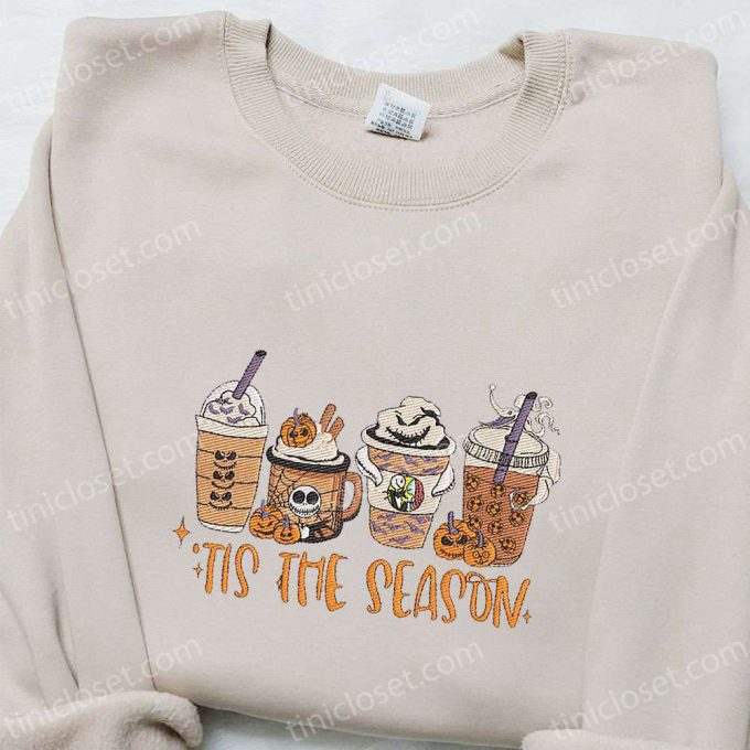 Halloween Fall Latte Embroidered Shirt: Vintage Gift for Family