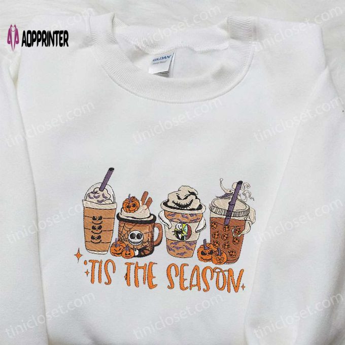 Halloween Fall Latte Embroidered Shirt: Vintage Gift for Family