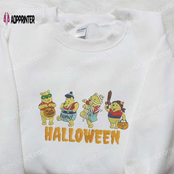 Spooky Fun! Halloween Winnie Pooh & Disney Family Embroidered Shirts