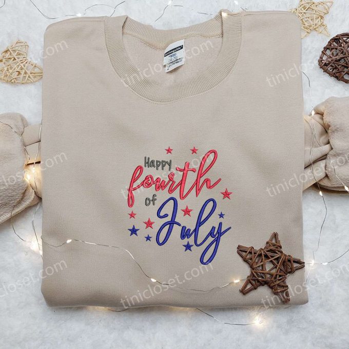 Celebrate 4th of July with Happy Embroidered Shirt – Perfect National Day Gift Best Patriotic Shirts