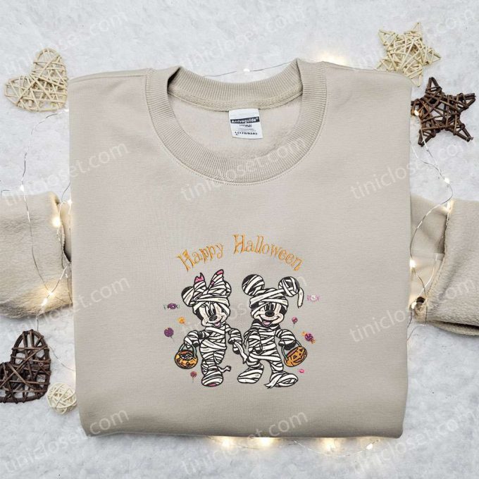 Halloween Mickey Minnie Mummy Embroidered Shirt: Best Disney Gift for Family