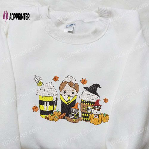 Harry Potter Horror Latte Coffee Embroidered Shirt – Funny Halloween Gift for Family