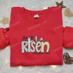 Easter Bunny Ears Shirt Thanksgiving Hoodie & Best Holiday Gift Ideas – He Is Risen Embroidery