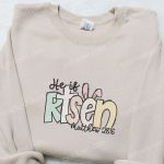 Easter Bunny Ears Shirt Thanksgiving Hoodie & Best Holiday Gift Ideas – He Is Risen Embroidery