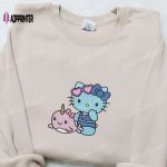 Adorable Hello Kitty and Narwhal Embroidered Shirt: Perfect for Cute Animal Lovers!