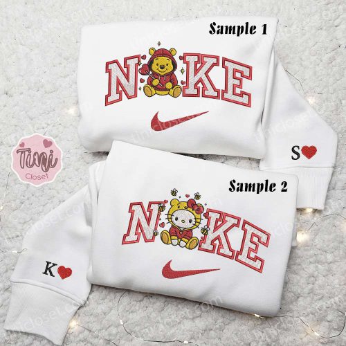 Hello Kitty & Pooh x Nike Embroidered Couple Shirt – Cartoon Shirt Inspired Hoodie