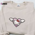 Adorable Hello Kitty Angel Heart Valentine Embroidered Shirt: Perfect Gift for Valentine s Day