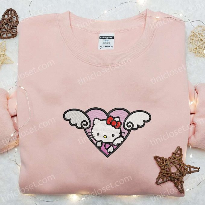 Adorable Hello Kitty Angel Heart Valentine Embroidered Shirt: Perfect Gift for Valentine s Day