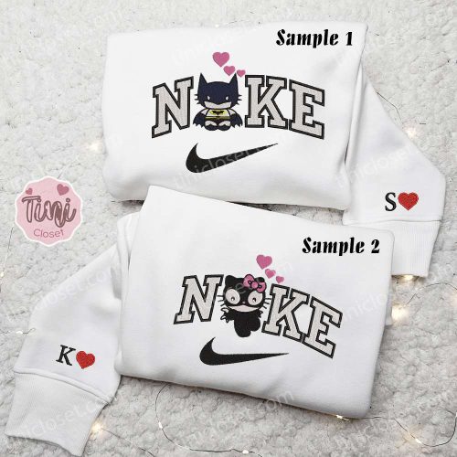 Hello Kitty Batman & Catwoman x Nike Embroidered Couple Shirt: Cute Cartoon & Inspired Hoodie