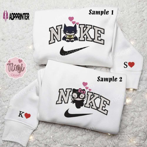 Hello Kitty Batman & Catwoman x Nike Embroidered Couple Shirt: Cute Cartoon & Inspired Hoodie