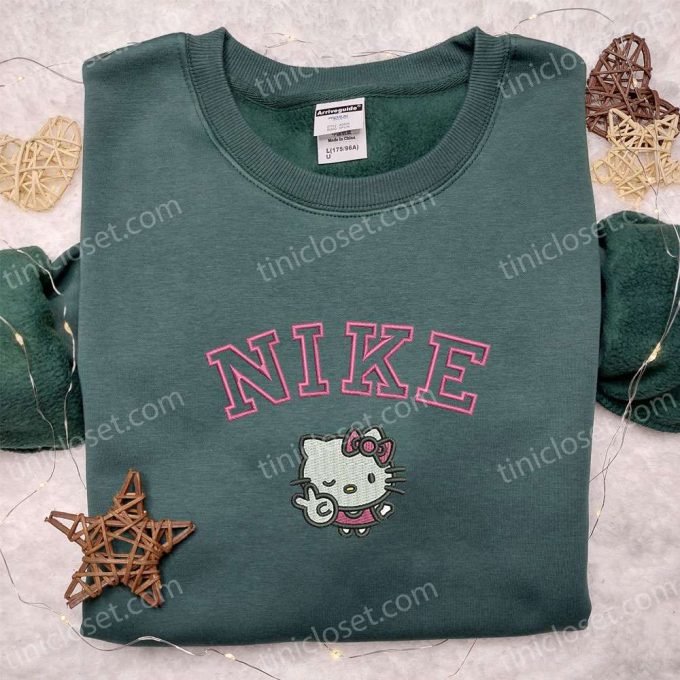 Hello Kitty Peace x Nike: Embroidered Shirt Hoodie & Sweatshirt – Cartoon & Nike Inspired Apparel