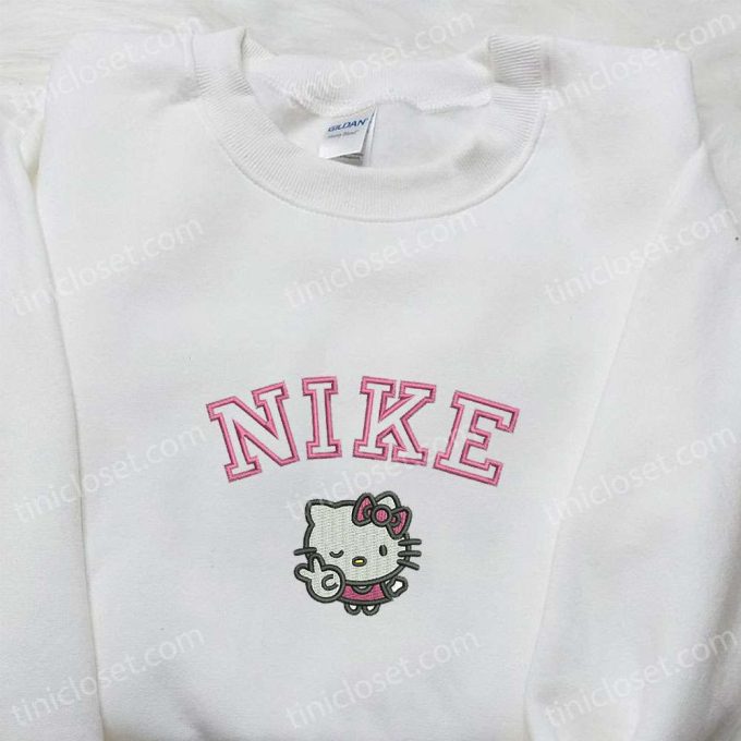 Hello Kitty Peace x Nike: Embroidered Shirt Hoodie & Sweatshirt – Cartoon & Nike Inspired Apparel