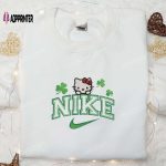 Hello Kitty Shamrock x Nike Embroidered Shirt & Anime Hoodie – Best Saint Patrick’s Day Gift Idea