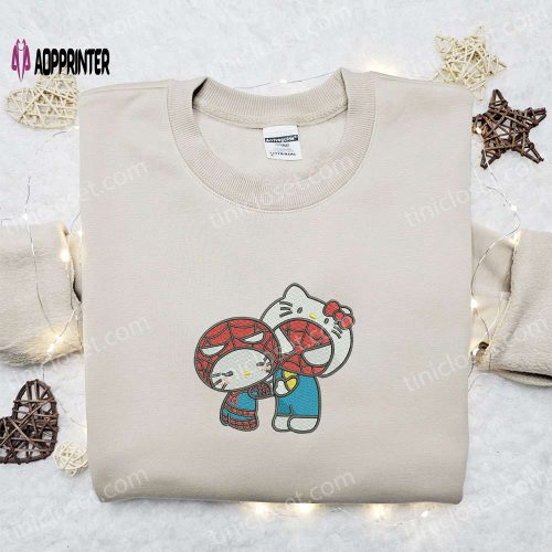 Hello Kitty Spider-Man Couple Embroidered Shirt & Marvel Superhero Movie Hoodie – Best Valentine Gift Idea