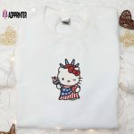 Hello Kitty Statue of Liberty Embroidered Shirt: Cute & Patriotic Tee for Hello Kitty Fans!