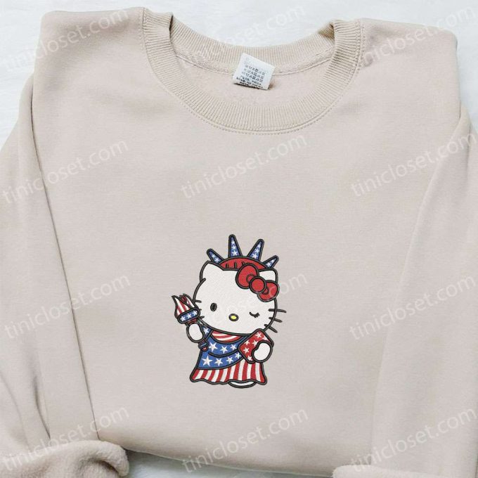 Hello Kitty Statue of Liberty Embroidered Shirt: Cute & Patriotic Tee for Hello Kitty Fans!