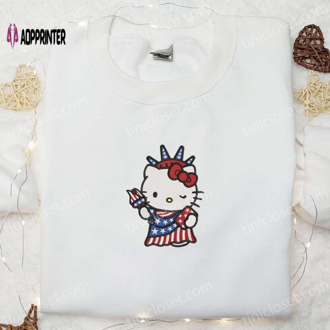 Hello Kitty Statue of Liberty Embroidered Shirt: Cute & Patriotic Tee for Hello Kitty Fans!