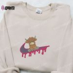 Stylish Highland Cow Embroidered Shirt: Trendy Animal Design for a Fashionable Statement