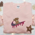 Stylish Highland Cow Embroidered Shirt: Trendy Animal Design for a Fashionable Statement