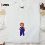 Chucky Horror Doll Embroidered Shirt: Best Halloween Gift with Serial Killer Silhouette – Limited Edition