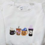 Halloween Embroidered Shirt: Horror Latte Coffee & Funny Design Perfect Family Gift