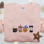 Halloween Embroidered Shirt: Horror Latte Coffee & Funny Design Perfect Family Gift