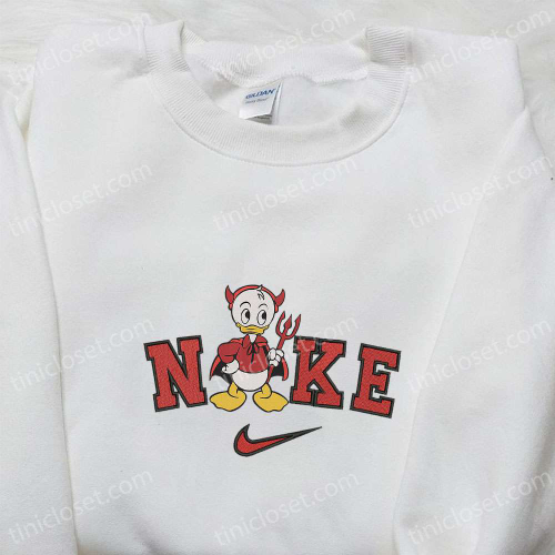 Huey Duck Devil Halloween x Nike Embroidered Sweatshirt: Best Walt Disney Characters Shirt Perfect Halloween Gift