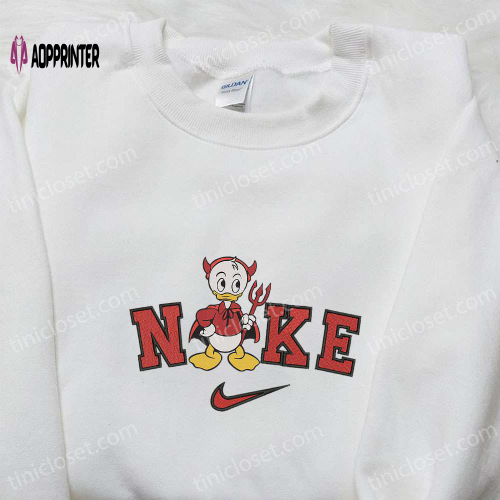 Huey Duck Devil Halloween x Nike Embroidered Sweatshirt: Best Walt Disney Characters Shirt Perfect Halloween Gift