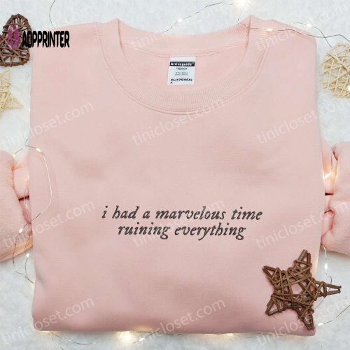 Taylor Swift Embroidered Shirt & Hoodie: Marvelous Time Ruining Everything Eras Tour – Best Music Gift for Fans