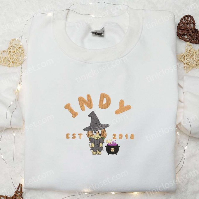 Indy Witch Embroidered Shirt & Bluey Disney Halloween Sweatshirt: Best Halloween Gift Ideas