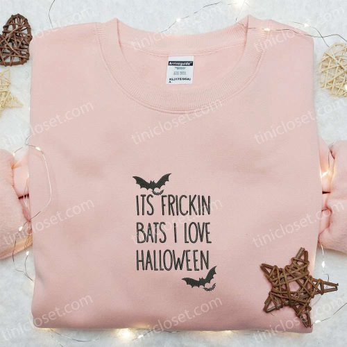 Frickin Bats Halloween Shirt: Spooky Embroidered Gift for Family