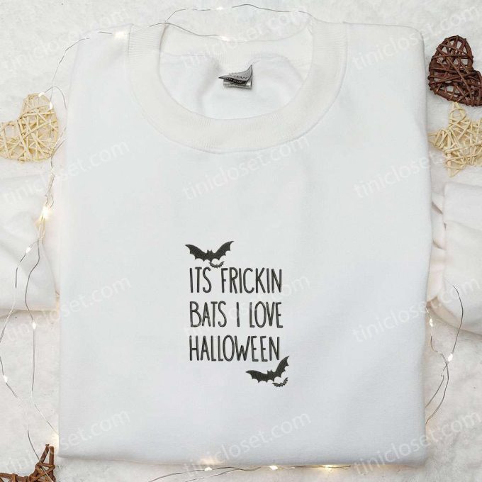 Frickin Bats Halloween Shirt: Spooky Embroidered Gift for Family