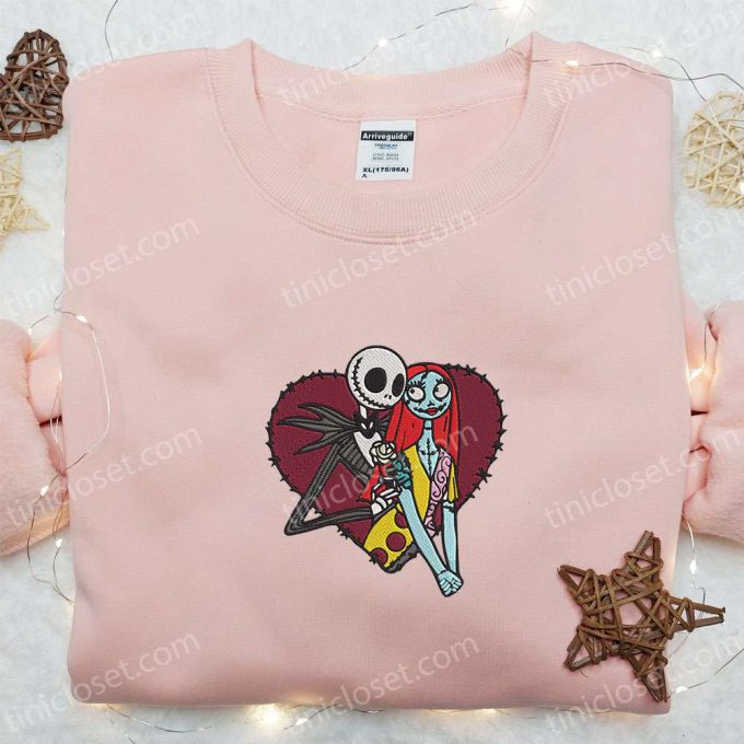 Jack and Sally Heart Embroidered Sweatshirt – Valentine s Day & Christmas Gift Ideas