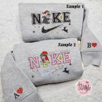 Jack and Sally Xmas x Nike Embroidered Couple Shirt: Christmas Shirt & Nike Inspired Hoodie