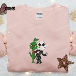 Spooky Jack Skellington & Grinch Embroidered Shirt: Funny T-shirt Perfect Family Gifts