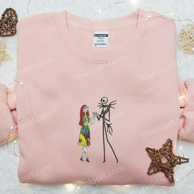 Nightmare Before Christmas Jack & Sally Embroidered Shirt – Nike Inspired Sweatshirt