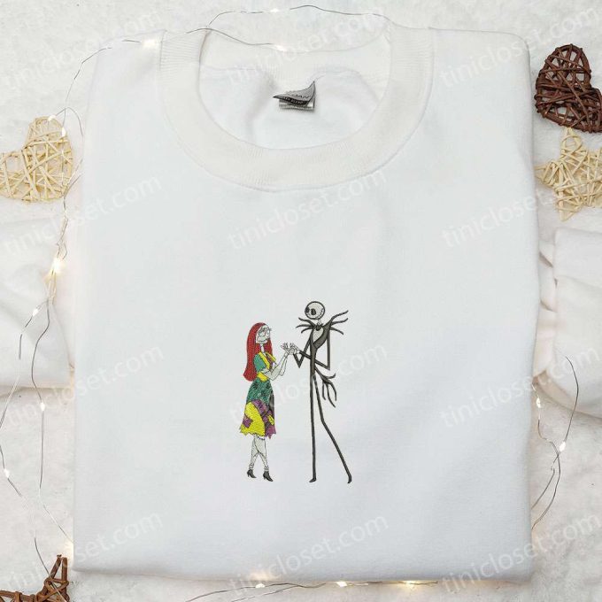 Nightmare Before Christmas Jack & Sally Embroidered Shirt – Nike Inspired Sweatshirt