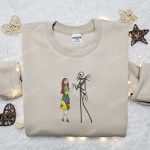 Nightmare Before Christmas Jack & Sally Embroidered Shirt – Nike Inspired Sweatshirt