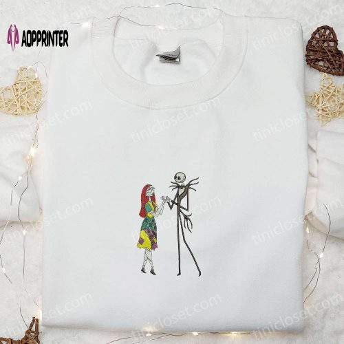 Nightmare Before Christmas Jack & Sally Embroidered Shirt – Nike Inspired Sweatshirt