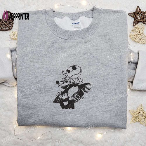 Jack Skellington & Zero Sweatshirt: Nightmare Before Christmas Embroidered Shirt – Best Halloween Gift Ideas