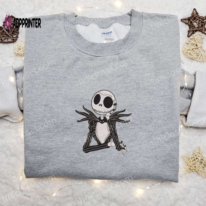 Jack Skellington Embroidered Sweatshirt – The Nightmare Before Christmas Hoodie & Spooky Shirt