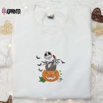 Spooky Jack Skellington Halloween Pumpkin Embroidered Sweatshirt: Nightmare Before Christmas Hoodie & Shirt