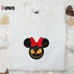 Jack Skellington x Minnie Mouse Embroidered Shirt: Disney Halloween Funny Tee