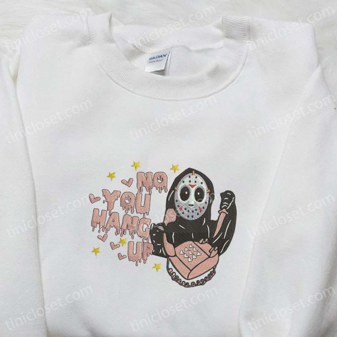 Spooky Jason No You Hang Up Embroidered Shirt – Perfect Halloween Gift for Family